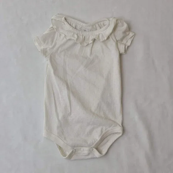 Garanimals Baby Girl White Short Sleeve One Piece Bodysuit Ruffle Collar 12M - Picture 2 of 10